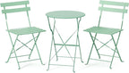 VINGLI Outdoor Folding Bistro Table and Chairs Set of 2, 3-Piece Bistro Set by VINGLI