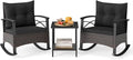 Tangkula 3 Piece Rattan Rocking Chair Set, Patio Rocker Bistro Set by TANGKULA