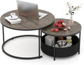 Tangkula Round Nesting Coffee Table Set of 2, Wooden Center End Table by TANGKULA
