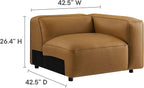 Modway Auren Vegan Leather Right Modular Armchair in Camel - Image 3