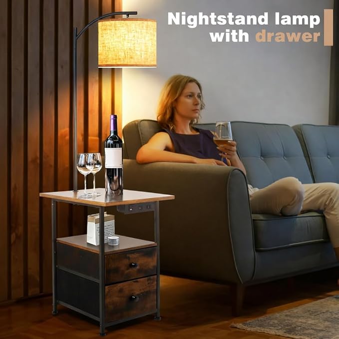 PESRAE Floor Lamp with Table & 2 Drawers, End Table with 3 Color Temperature - Image 5