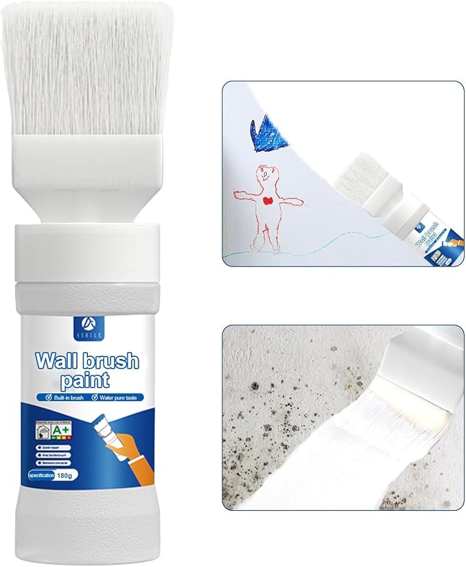 White Interior Wall Paint 6.35 oz, Drywall Repair Paint, Wall Primer by Anirun2-in-1PaintBrushRevolution