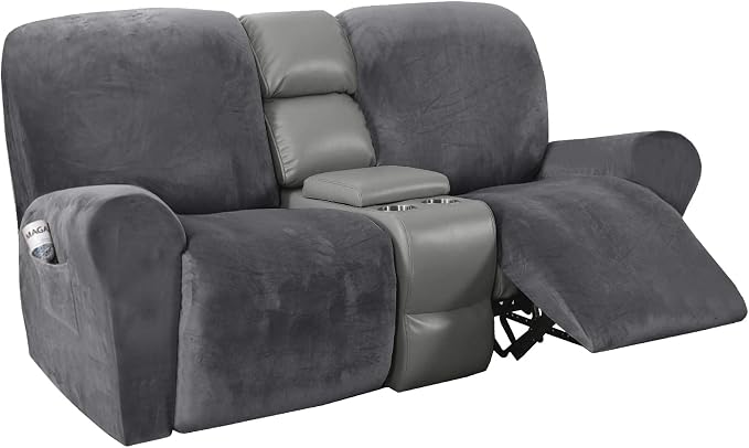 H.VERSAILTEX Velvet Stretch Recliner Couch Covers 6-Pieces Recliner Loveseat by HVERSAILTEX