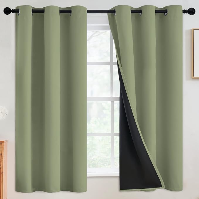 SimpleHome Sage 100% Blackout Curtains Room Darkening Living Room 63 Inch | by SimpleHome