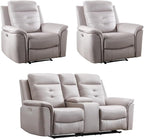 ANJ 3-Piece Faux Leather Power Recliner Sofa Set - Image 8