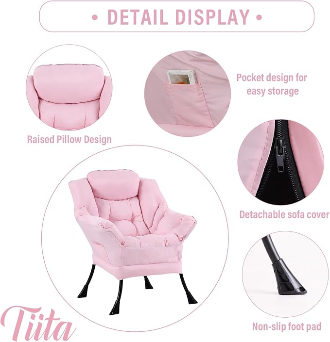 Tiita Lazy Chair with Ottoman, Comfy Leisure Sofa Armchair with Ottoman - Image 2