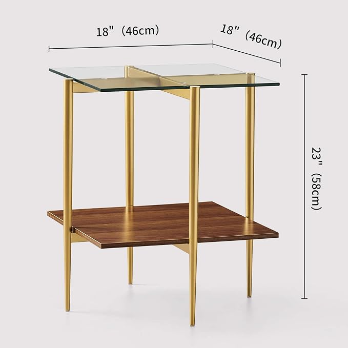 LumFurn Glass End Table, Mid-Century Modern Design Sofa Table, - Image 2