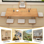 120cm Japanese Floor Table -Vintage Solid Wooden Tatami Table, Low Rectangular - Image 7