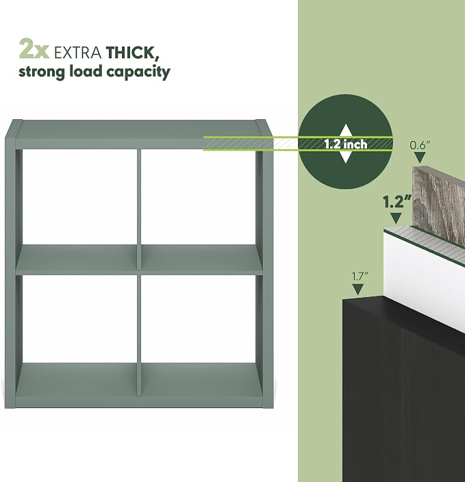Furinno Cubicle Book Shelf, 4-Cube Bookshelf, Extra Thick Frame Reversible - Image 5