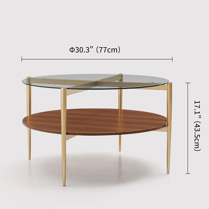 LumFurn Round Coffee Table, Mid-Century Modern Design, D30“ x H17”, - Image 2