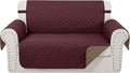 Reversible Loveseat Couch Sofa Covers, Burgundy | Loveseat Covers by LuxshareHome