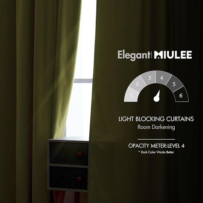 MIULEE Velvet Curtains 52x96 inches 2 Panels Moss Green Blackout Curtains | - Image 5