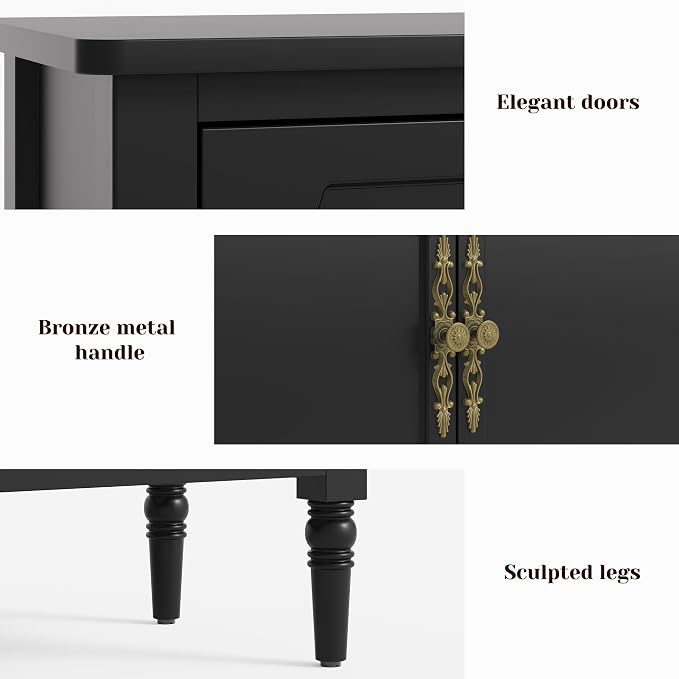 FansaFurn 3-Door Cabinet with Adjustable Shelves, Accent Sideboard with Turned - Image 7