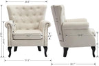 Set of 2 Mid-Century Modern Accent Chair, Linen Fabric Armchair w/Tufted - Image 3