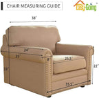 Easy-Going Reversible Couch Cover, Small Chair, Peacockblue/Beige | Machine - Image 7
