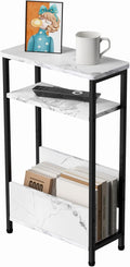 THUMEYE 7.1" Narrow Side Table for Small Spaces, 3 Tier Small End Table by THUMEYE
