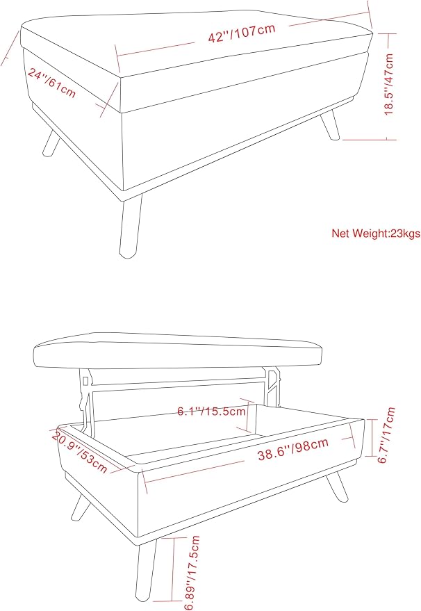 SIMPLIHOME Owen Lift Top Coffee Table Storage Ottoman - Image 3