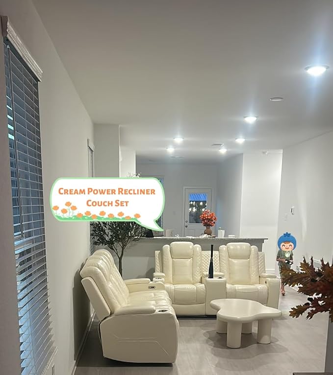 Power Recliner Sofa Set with LED, Leather Reclining Sofa Set, Living Room - Image 3