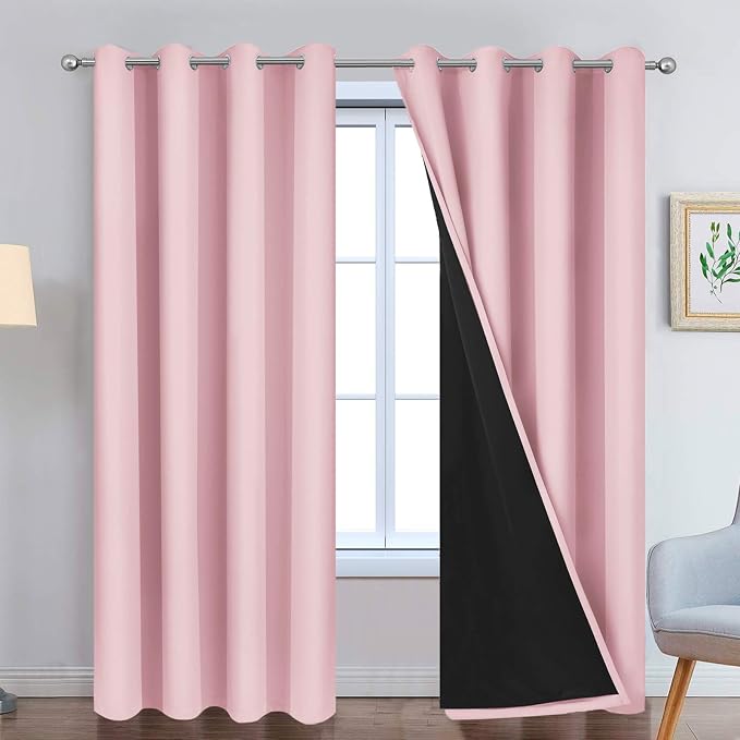 Yakamok Pink 100% Blackout Curtains 84 Inches Long by Yakamok