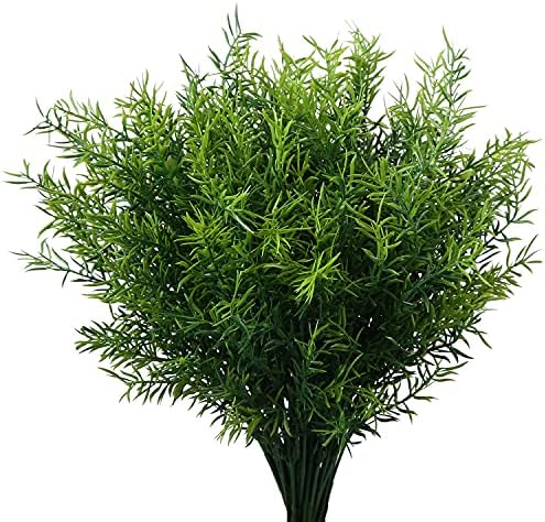 XLFAQXM Artificial Plants Flowers Grass Shrubs 8 Pack No Fade Faux Plastic Flowers Outdoor for Farmhouse Garden Porch Patio Indoor Wedding Decoration Greenery Fake Plants uv Resistant by XLFAQXM