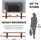 Welnow Low Bamboo TV Stand for Up to 65 Inch, Small Mid Century Modern - Image 5