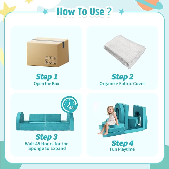 Kids Modular Play Sofa Convertible Foam Play Mat, Transformable Into a Game - Image 8