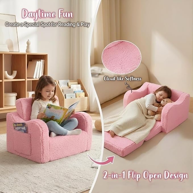 MOMCAYWEX Kids Sofa, 2-in-1 Flip-Out Foam Couch - Image 6