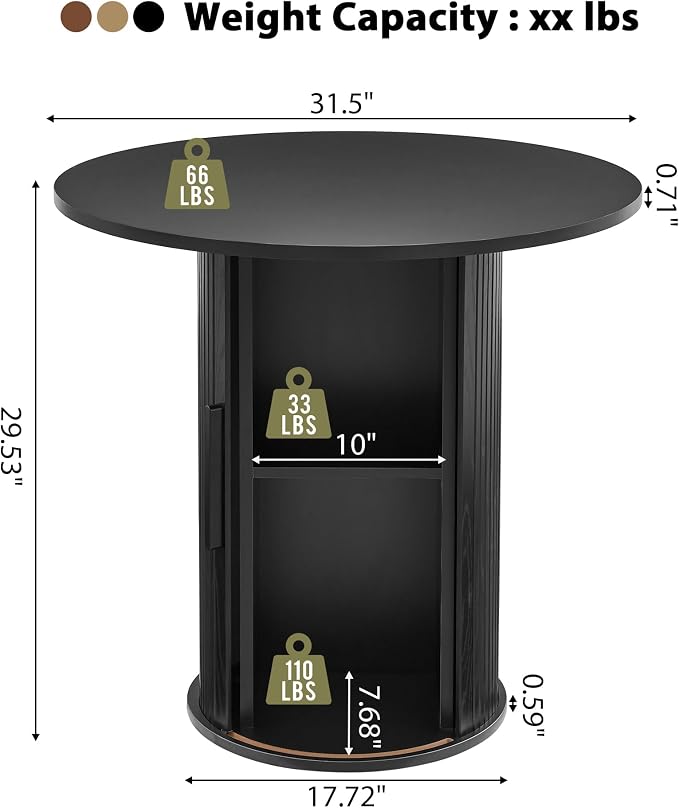31.5" Round Dining Table for 2-4, Modern Kitchen Table - Image 2