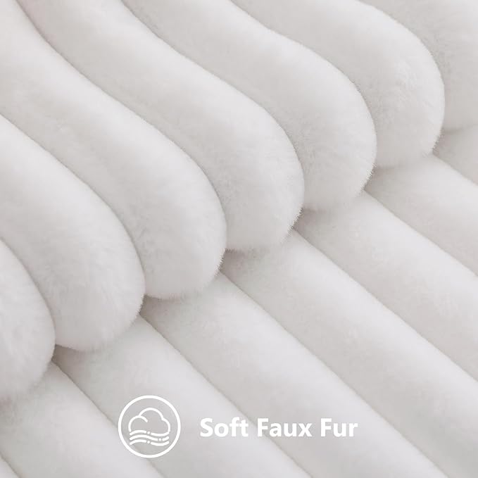 decorUhome Fall Faux Fur Throw Pillow Covers 18x18 Set of 2 White | Decorative - Image 2