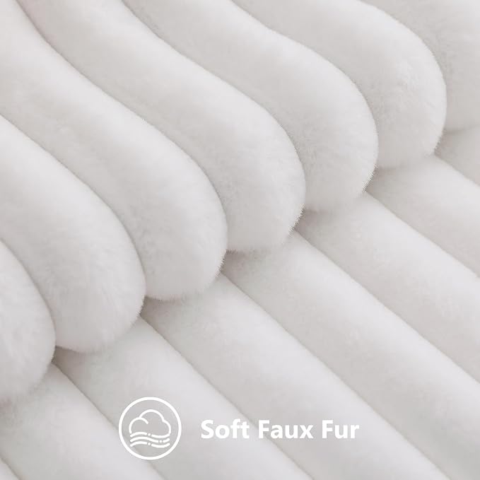 decorUhome Fall Faux Fur Throw Pillow Covers 22x22 Set of 2 White | Decorative - Image 2