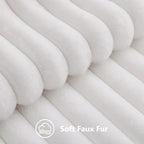 decorUhome Fall Faux Fur Throw Pillow Covers 22x22 Set of 2 White | Decorative - Image 2