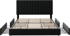 Allewie King Size Storage Bed Frame, Vertical Channel Tufted Adjustable - Image 8