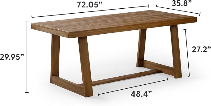 Plank+Beam 72 Inch Farmhouse Dining Table, Solid Wood Rustic Kitchen Table - Image 2
