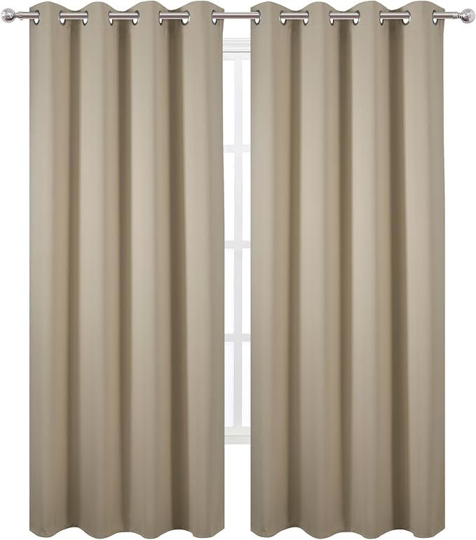 Blackout Curtains 52 x 120 Inch Long Beige Curtains Set of 2 Panels Room - Image 2