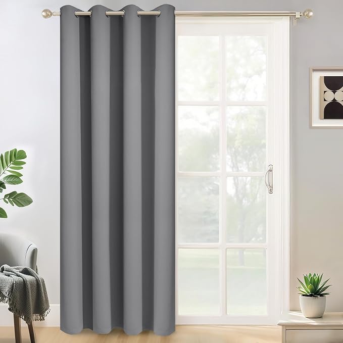Yakamok Grey Room Darkening Curtains 84 inch Gray Sliding Door Drapes | 1 by Yakamok