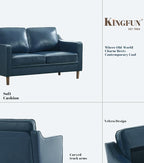 Kingfun 56" Faux Leather Sofa, Loveseat Couch, Mid Century Modern Love Seat - Image 4