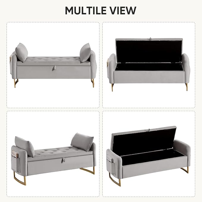 48" End of Bed Bench, Modern Storage Benches - Image 8
