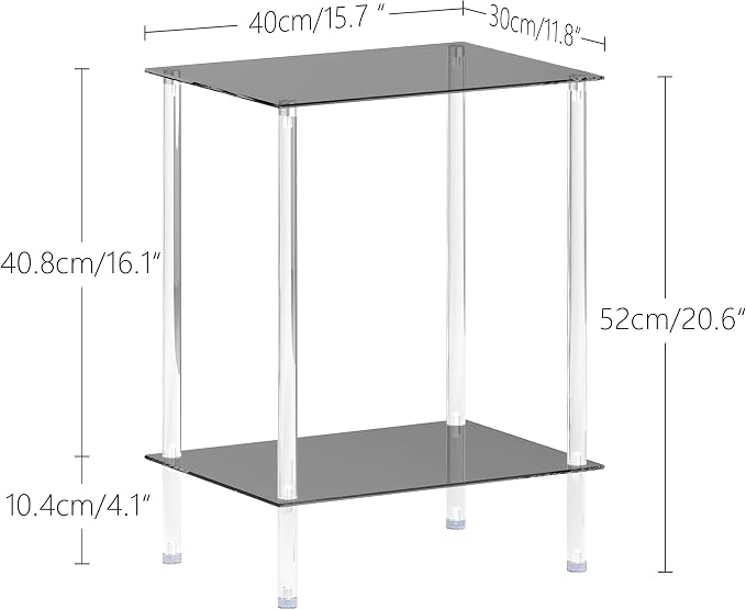 Tempered Glass Side Tables Set of 2 Acrylic End Table - Image 3