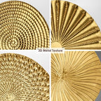Briful 12" Gold Wall Décor Pack of 5 Metal Starbursts Radial Plate Wall Art Modern Accent Hanging Wall Decorations For Home Office Bedroom Or Living Room Sculptures - Image 3