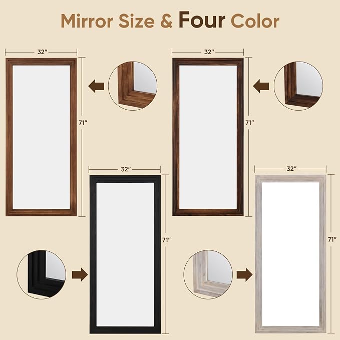 Full Length Mirror, Oversized Stand Up Mirrors Large Wall Mirrors, Wall Mounted - Image 6