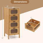 Giantex 4 Drawer Storage Cabinet, Bamboo Storage Organizer - Image 3