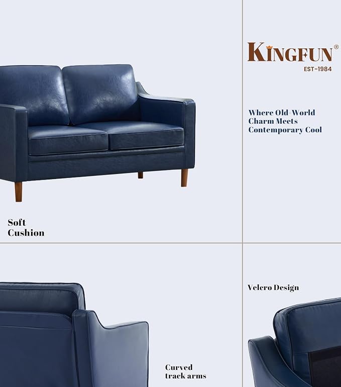 Kingfun Living Room Furniture Sets, Armchair and 2 Loveseat, Mid Century Modern - Image 4