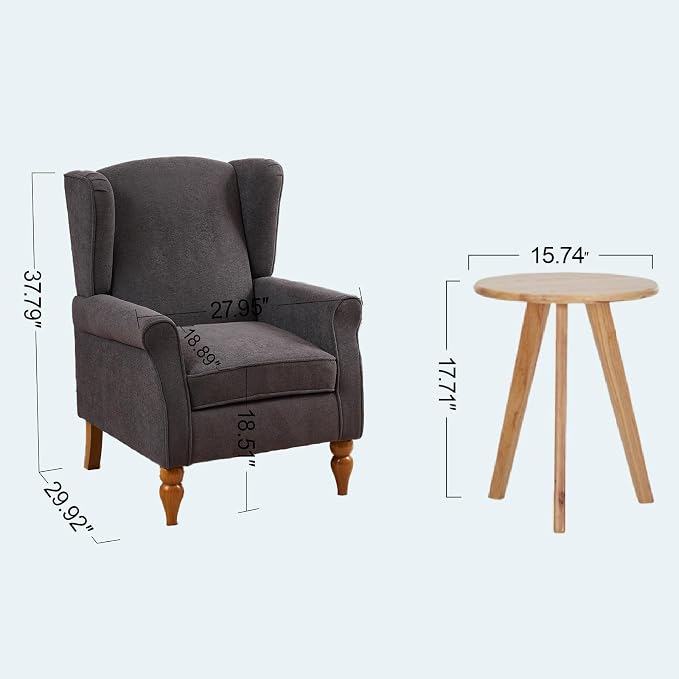 Mid-Century High Wingback Chair, Modern Fabric Accent Chair Armchair - Image 3