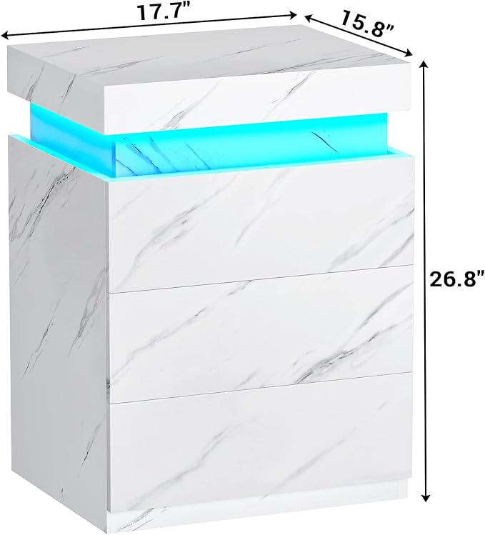 ADORNEVE Nightstand with Charging Station and LED Lights, Night Stand with - Image 2