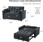 Futon Sofa Bed, Modern 3 in 1 Convertible Sleeper Sofa, Pull Out Couch Bed - Image 3