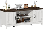ChooChoo Farmhouse TV Stand, Wood Fluted Door Entertainment Center - Image 7