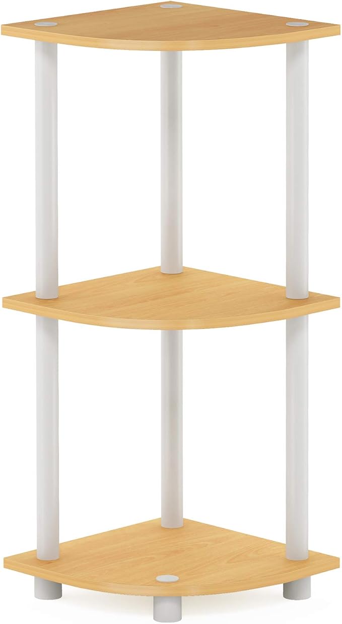 Furinno TURN-N-TUBE Corner Shelf, 3-Tier Corner Bookshelf, Display Storage - Image 6