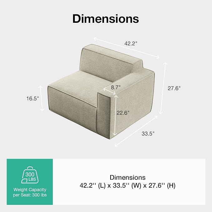 Novilla Modular Sectional Sofa, No Assembly Cloud Sectional Couch - Image 2