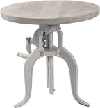 Carolina Chair & Table Adjustable Hand Crank 18" Wooden Top Rustic Side Table - Image 4