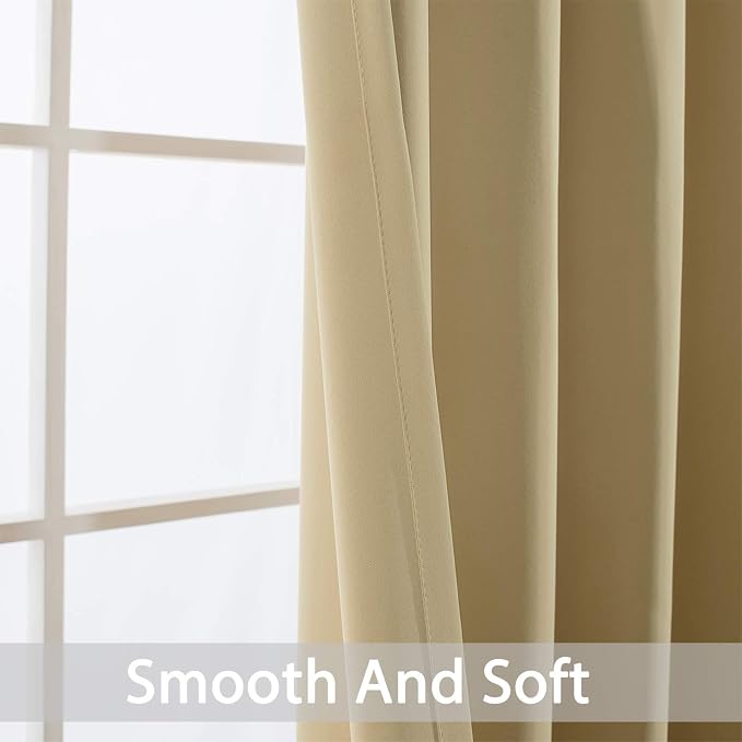 Yakamok Room Darkening Curtains 52x84 inch Length Beige-Living Room | 2 panels - Image 4